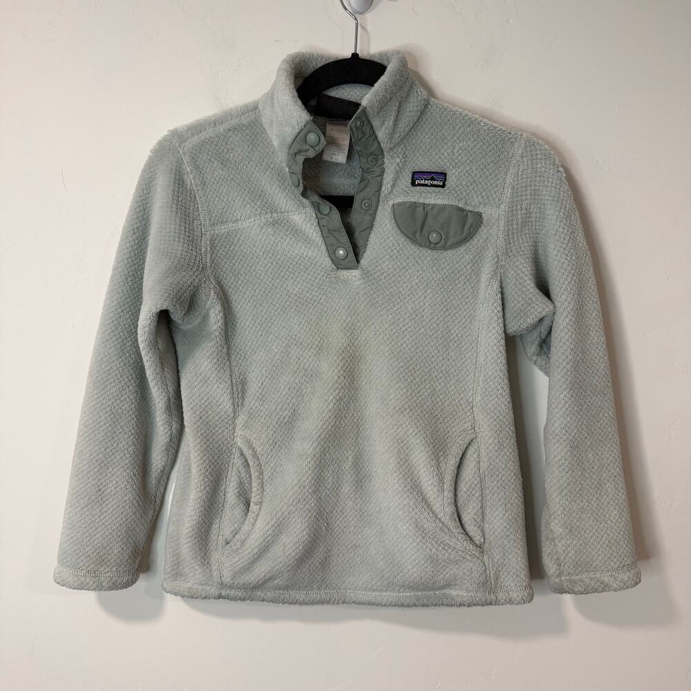 Patagonia Girls Re‎ Tool Fleece Quarter Snap Pullover Sweatshirt Mint Medium